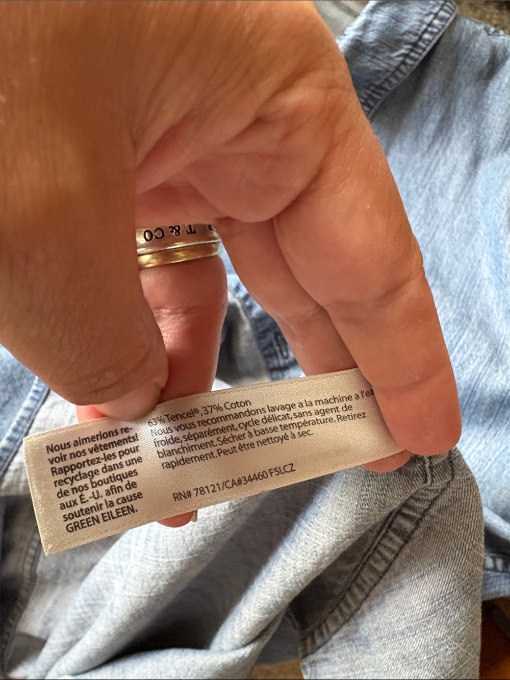 The Fisher Project- Eileen Fisher Denim Chambray Button Down L - Picture 6 of 6